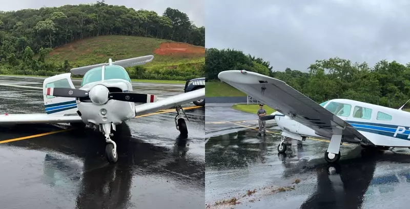 Avião quebra trem de pouso ao aterrissar com visibilidade ruim em Blumenau