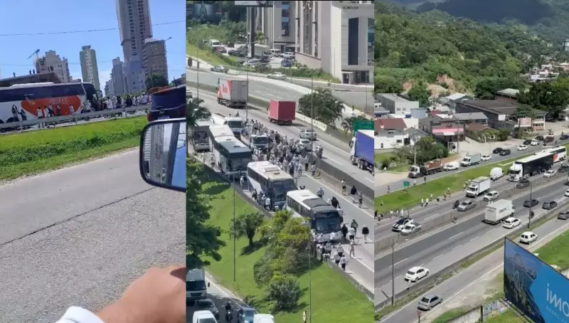 Briga de torcidas fecha BR-101 em SC: 10 presos e 6 feridos após emboscada