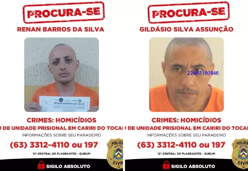 Fuga em presídio do Tocantins: serial killer e outro preso perigosos foragidos