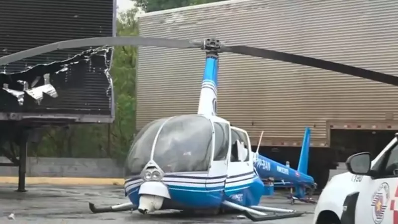 Helicóptero da Band TV faz pouso forçado na Zona Leste de SP; tripulantes estão bem