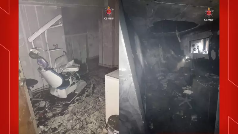 Incêndio consome clínica odontológica em Planaltina, DF; 13 pessoas são retiradas