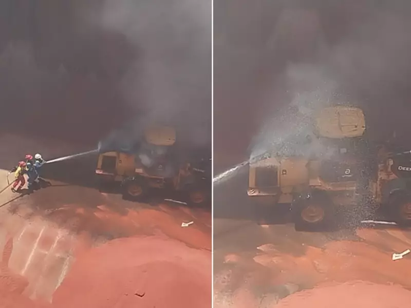 Incêndio em pá carregadeira é controlado no Porto de Santos sem vítimas