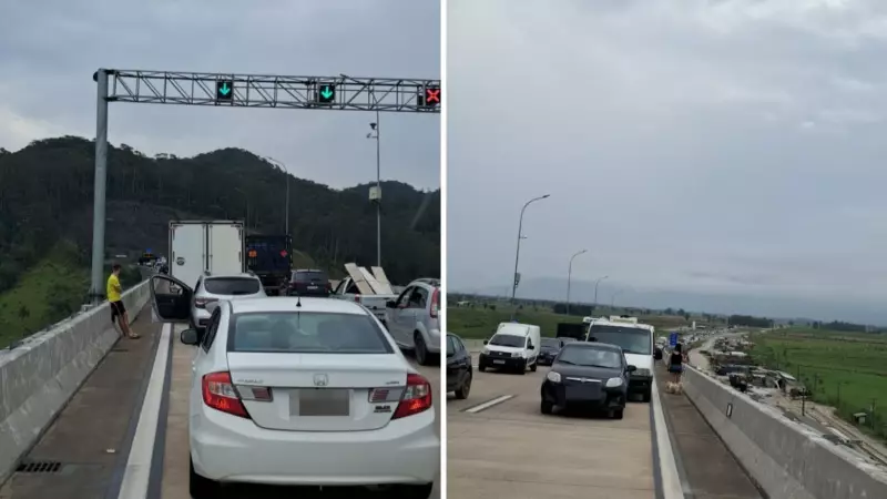 Incêndio em veículo interdita túnel da Tamoios na Serra Nova