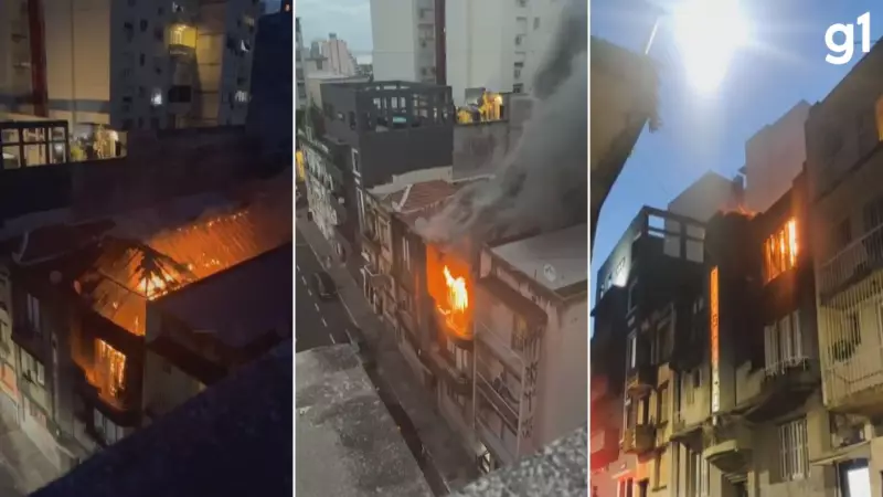 Incêndio no Centro Histórico de Porto Alegre deixa 4 feridos por inalação de fumaça