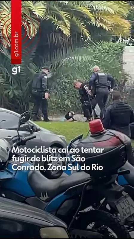 Motociclista cai ao fugir de blitz em São Conrado, Rio de Janeiro