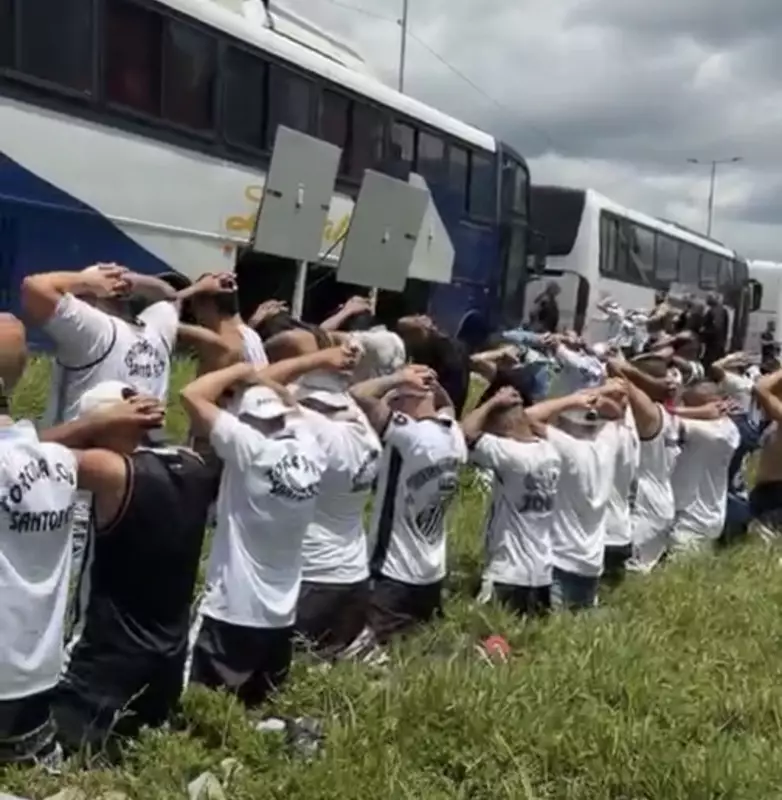 Torcida do Santos faz emboscada a ônibus do Inter na BR-101; veja vídeos