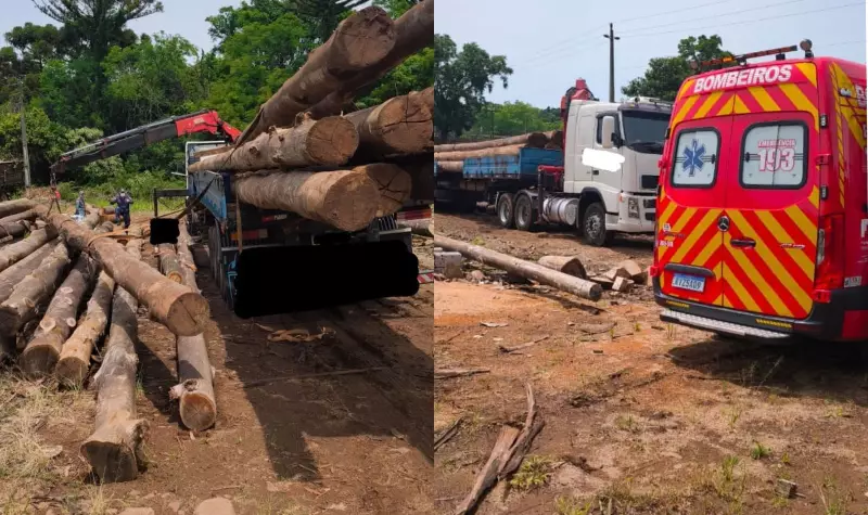 Trabalhador morre atingido por tora durante descarregamento em Cunha Porã