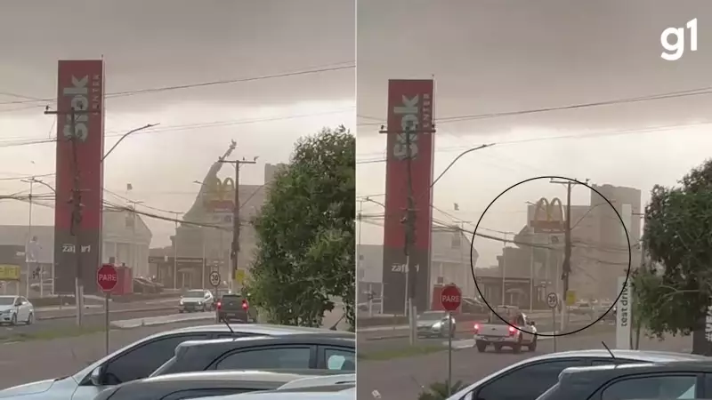 Vento derruba estátua da Havan em Guaíba durante temporal severo
