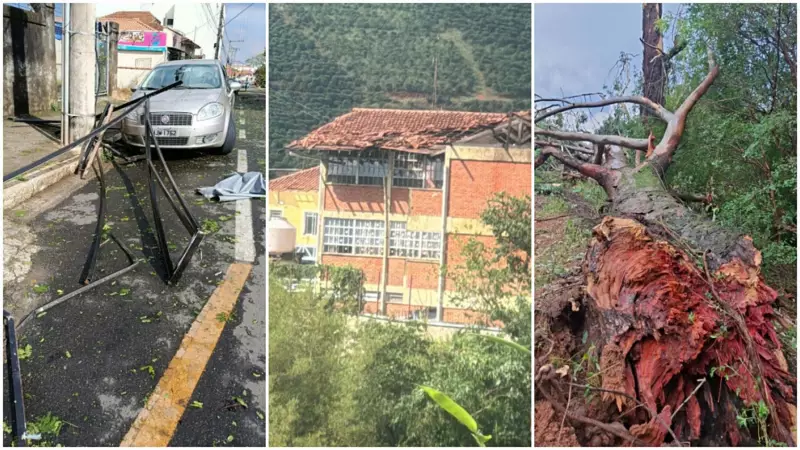Ventos fortes causam destelhamentos e danos em Alfenas e Cabo Verde