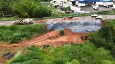 BR-452 em Araxá tem sistema Pare e Siga por obras de segurança no talude