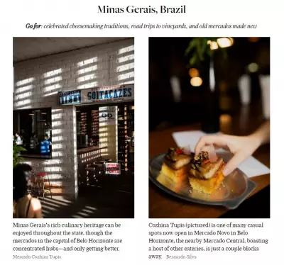 Minas Gerais é eleito um dos 10 melhores destinos gastronômicos do mundo para 2026