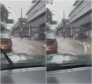 Chuva forte causa alagamento na Avenida Carlos Luz em BH nesta quarta