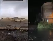 Chuva forte inunda Campos e jacaré aparece em hospital