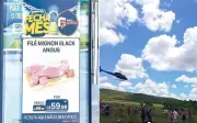 Frigorífico de Goiás distribui carne de helicóptero e tem polêmica com cartaz