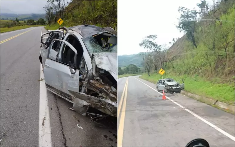 Acidente fatal na BR-267 entre MG mata duas pessoas após carro capotar