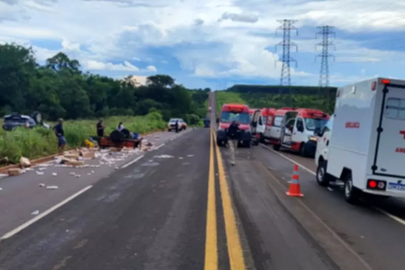 Aquaplanagem em BR-262 deixa sete feridos, incluindo crianças, em Três Lagoas