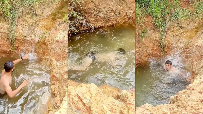 Atleta descobre nascente cristalina em estrada rural de Rondônia e mergulha em fenômeno natural