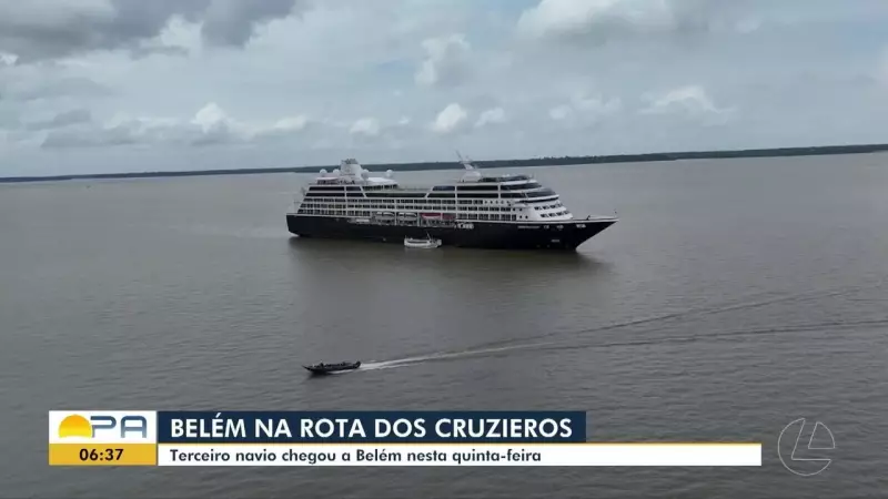 Belém recebe terceiro navio de cruzeiro da temporada com festa de carimbó
