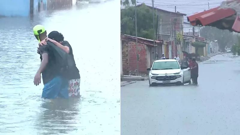 Chuva intensa alaga ruas de Parnaíba e causa transtornos urbanos no Piauí