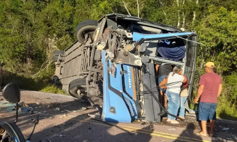 Colisão entre ônibus e caminhão na Bahia deixa dois mortos e 22 feridos na BR-142