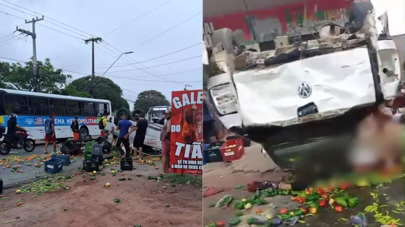 Colisão entre ônibus, picape e moto deixa mulher ferida na MA-201 em São Luís