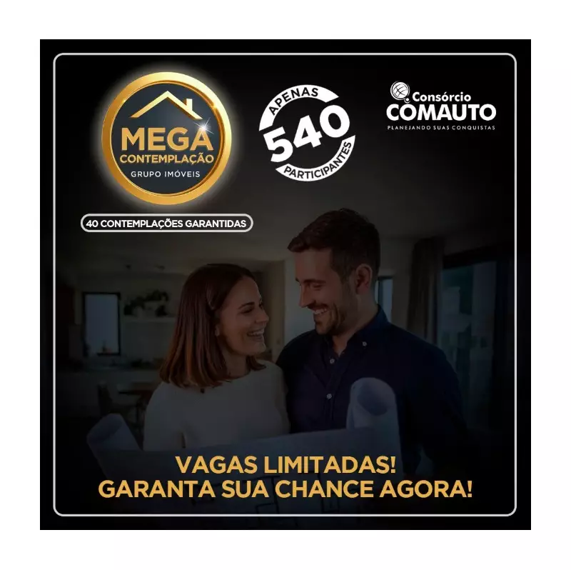 Consórcio Comauto lança Mega Contemplação Imobiliária com 40 sorteios sem juros
