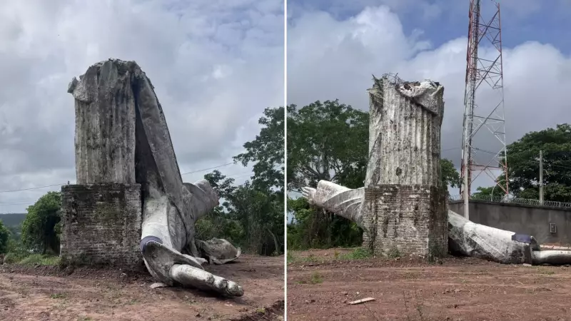 Cristo Redentor de Miguel Alves desaba após temporal com ventos fortes no Piauí