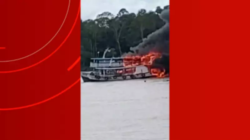 Explosão e incêndio em barco no Rio Solimões deixam quatro feridos no Amazonas