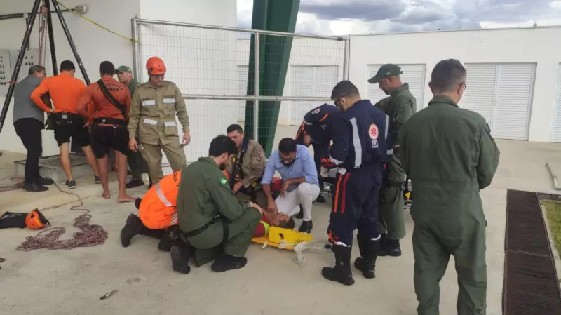 Funcionário cai em cisterna de 4 metros durante trabalho no Aeroporto de Sobral
