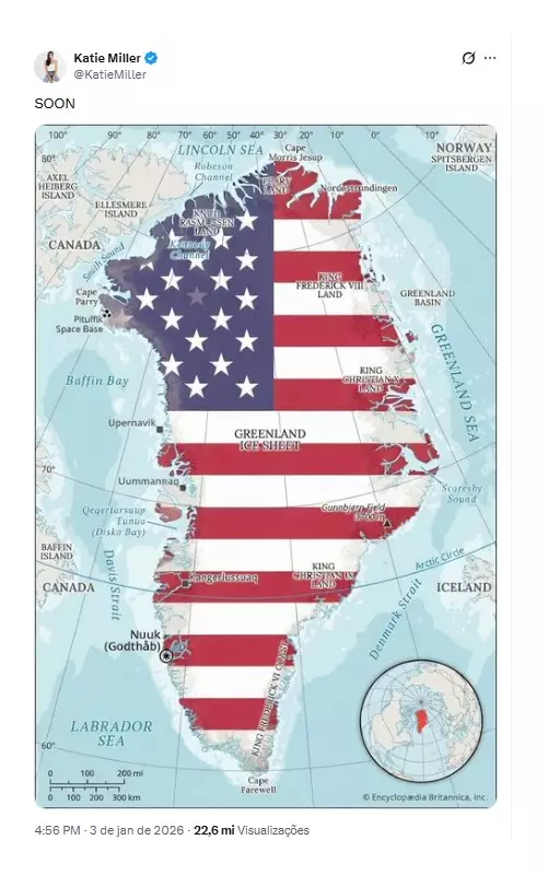 Groenlândia reage a post de assessora de Trump: 'Não está à venda'