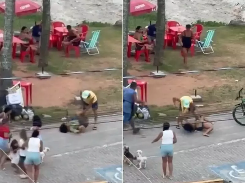 Homem agride mulher em Itanhaém, SP; testemunhas reagem e espancam agressor