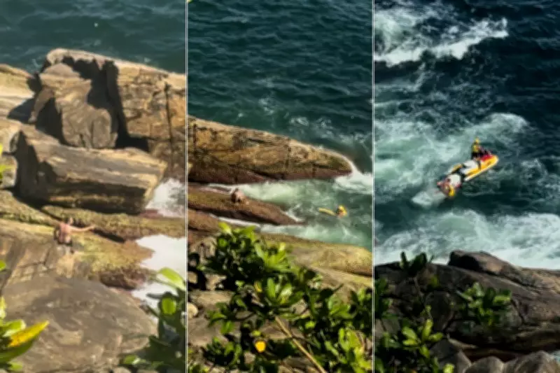 Homem de 28 anos é resgatado após cair de caiaque e ficar preso em pedras no Guarujá