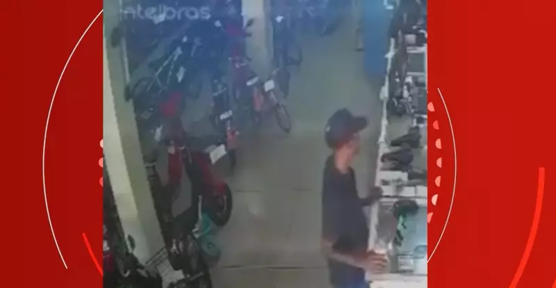 Homem furtando cofre de doações para câncer em Unaí é flagrado em vídeo