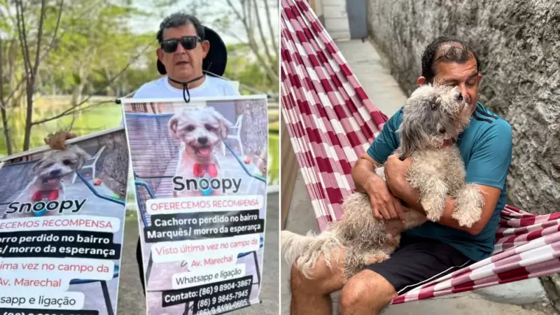Idoso reencontra cachorro após 6 meses com cartaz no pescoço em Teresina