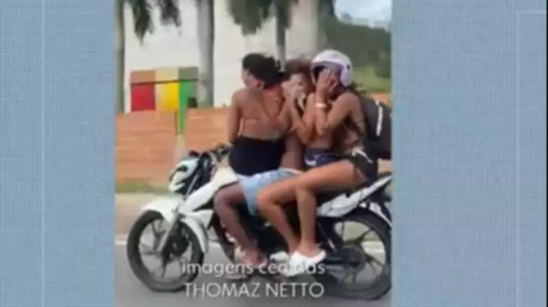 Imprudência no trânsito do Rio: moto com 4 pessoas e carro com carga gigante