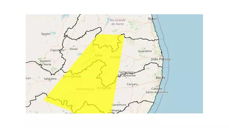 Inmet mantém alerta amarelo para baixa umidade em 79 cidades da Paraíba