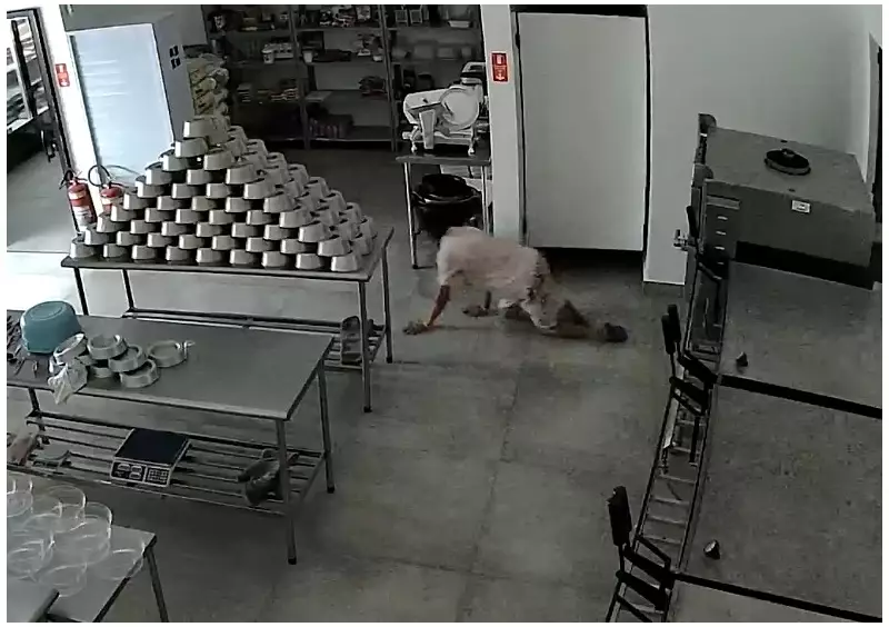 Ladrão é flagrado engatinhando para furtar estabelecimento em Atibaia, SP