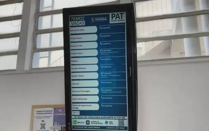 Mais de 600 vagas de emprego abertas no PAT de Itapetininga (SP)