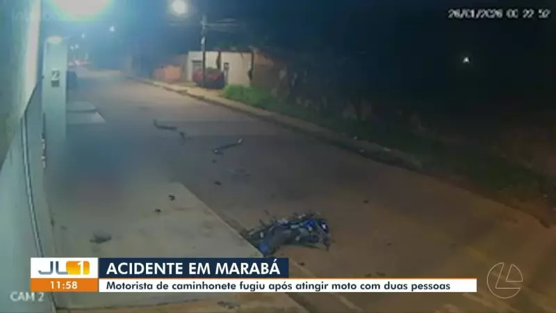 Motorista foge após caminhonete atingir moto e deixar duas vítimas graves em Marabá