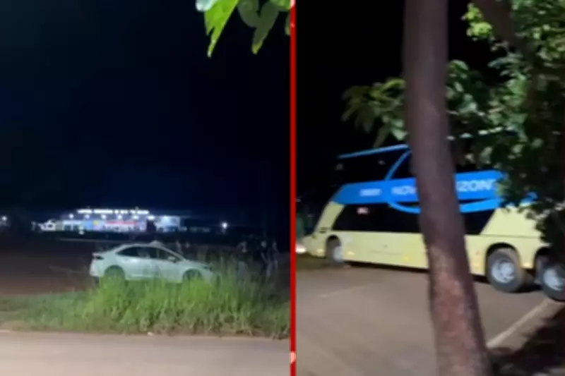 Ônibus desgovernado desce de rodoviária, atravessa BR-163 de ré e colide em hotel em Mato Grosso