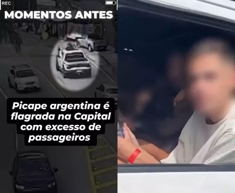 Picape argentina com quase o dobro de ocupantes é flagrada em rodovia de SC