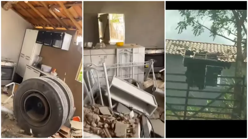 Pneu de caminhão se desprende e destrói cozinha de casa em Morada Nova, Ceará