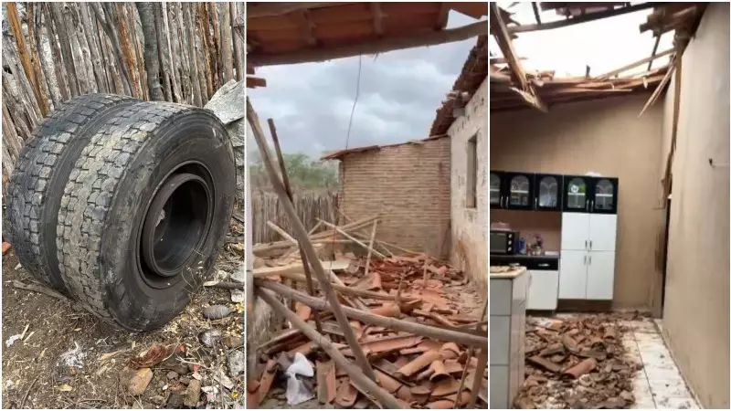 Pneu duplo se solta de caminhão e destrói casa às margens da BR-020 em Madalena, CE