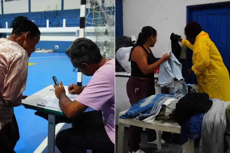 Temporal causa alagamentos e desaloja famílias na Baixada Santista em SP