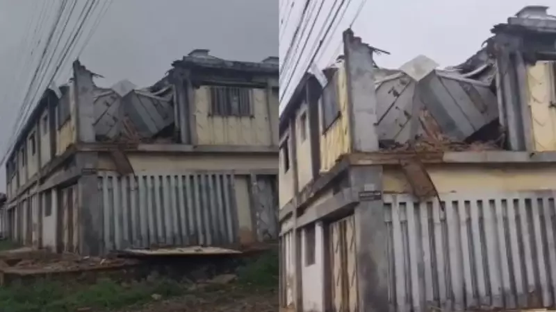 Teto de prédio desocupado desaba e causa pânico em bairro residencial de Teresina