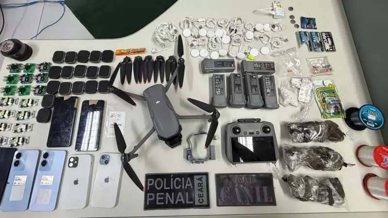 Trio é preso por tentar enviar drogas e celulares para presídios com drone no Ceará