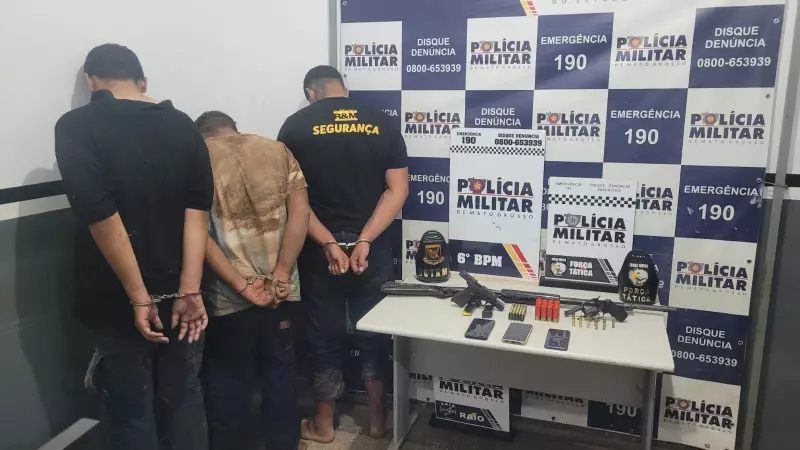 Três presos após tiroteio em Cáceres: ataque entre facções usou caminhonete roubada