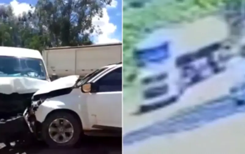 Van da Saúde é atingida de frente após conversão proibida de caminhão em Goiás