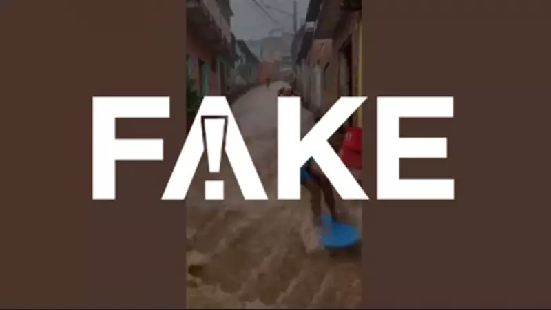 Vídeo de jovens surfando em enxurrada de favela é falso e gerado por IA