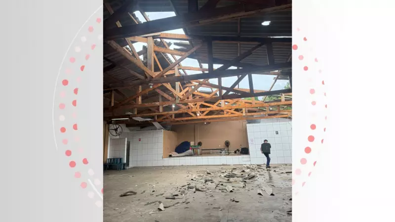 Vento destelha centro comunitário e fere duas pessoas em Francisco Beltrão